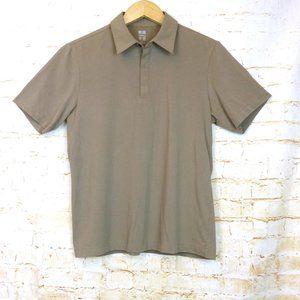 Uniqlo X Theory AIRism Polo Shirt Men S Slim Fit Beige Brown Short Sleeve Preppy